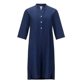 3/4 Sleeve Shift Dress - Navy Blue