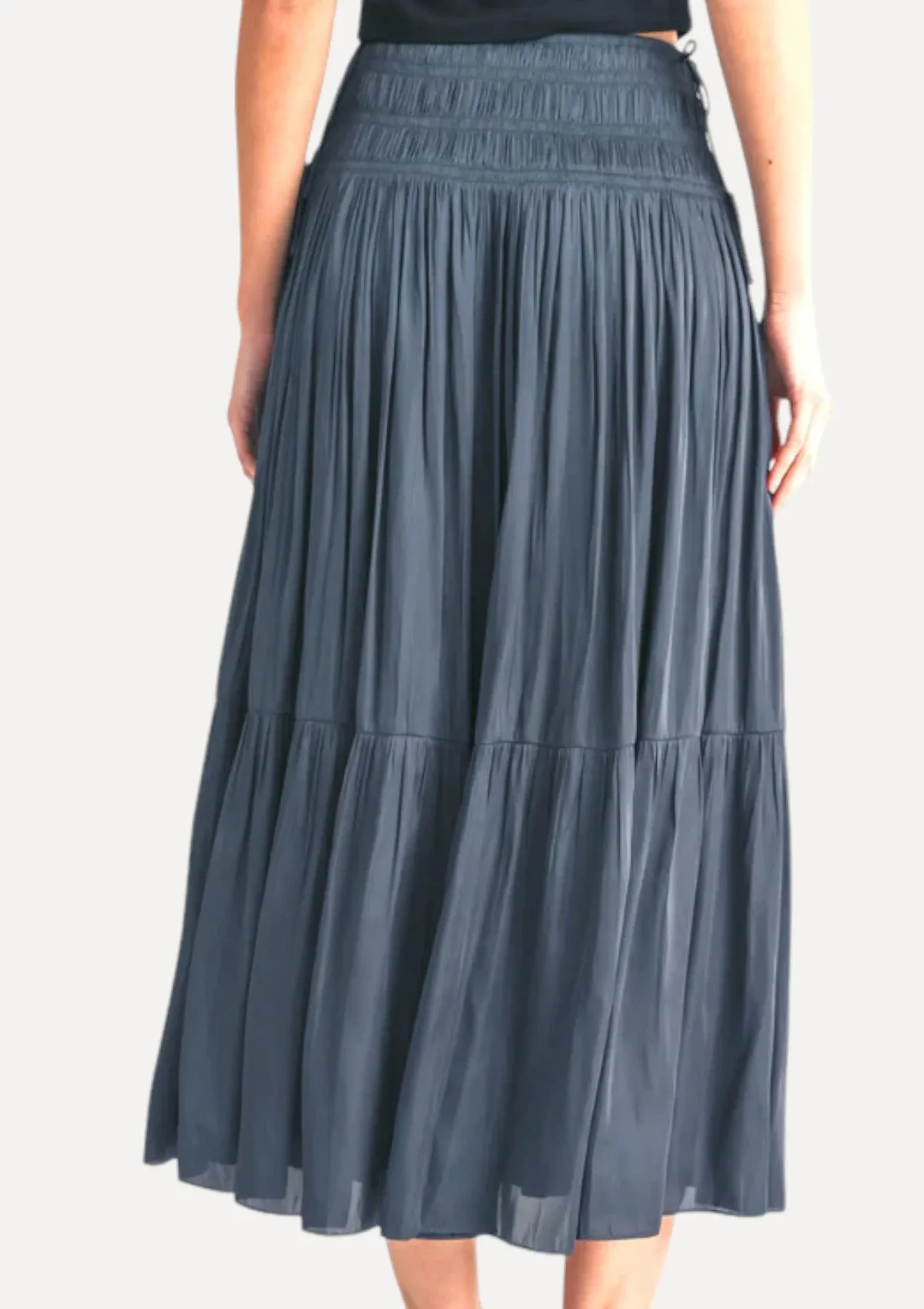 Brooklynn Smocked Waist Maxi Skirt - Navy