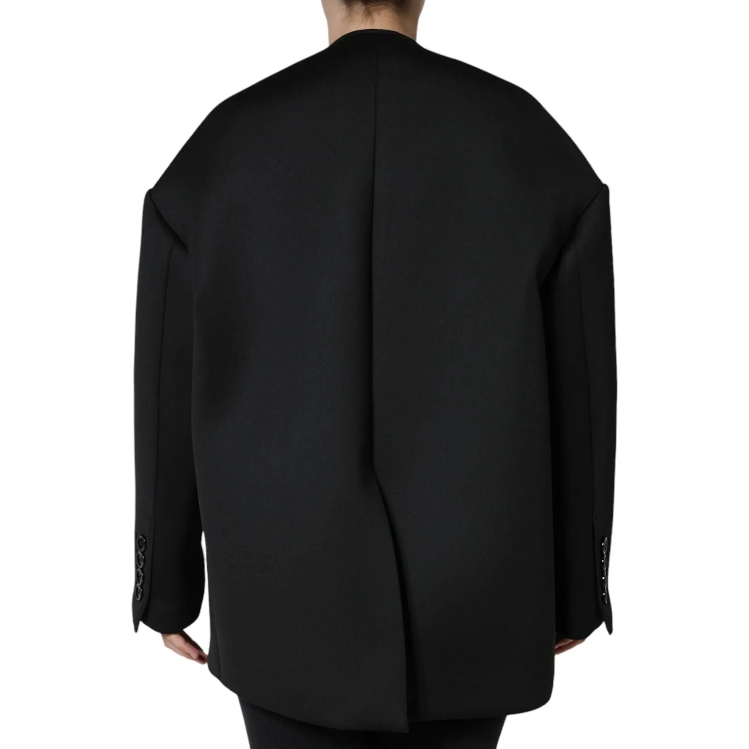 Dolce & Gabbana Black Polyester Double Breasted Coat Jacket