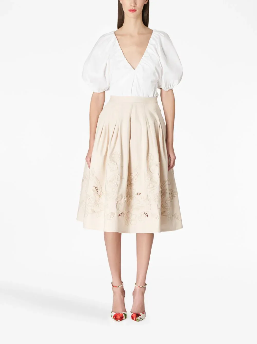 Emb Midi Full Skirt