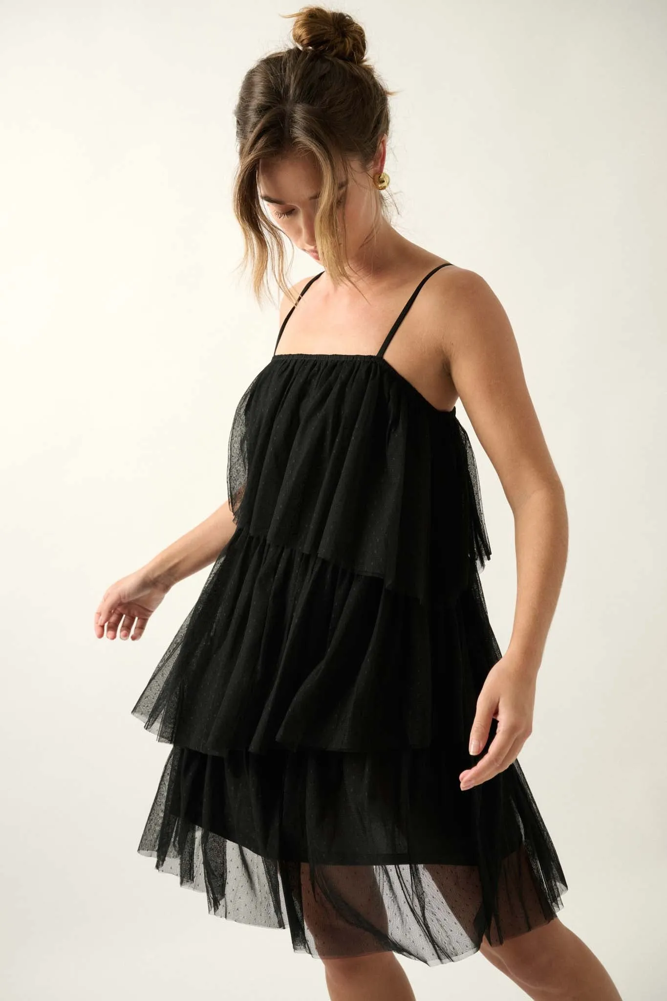 Fancy Frills Asymmetrical Tiered Ruffle Mini Dress