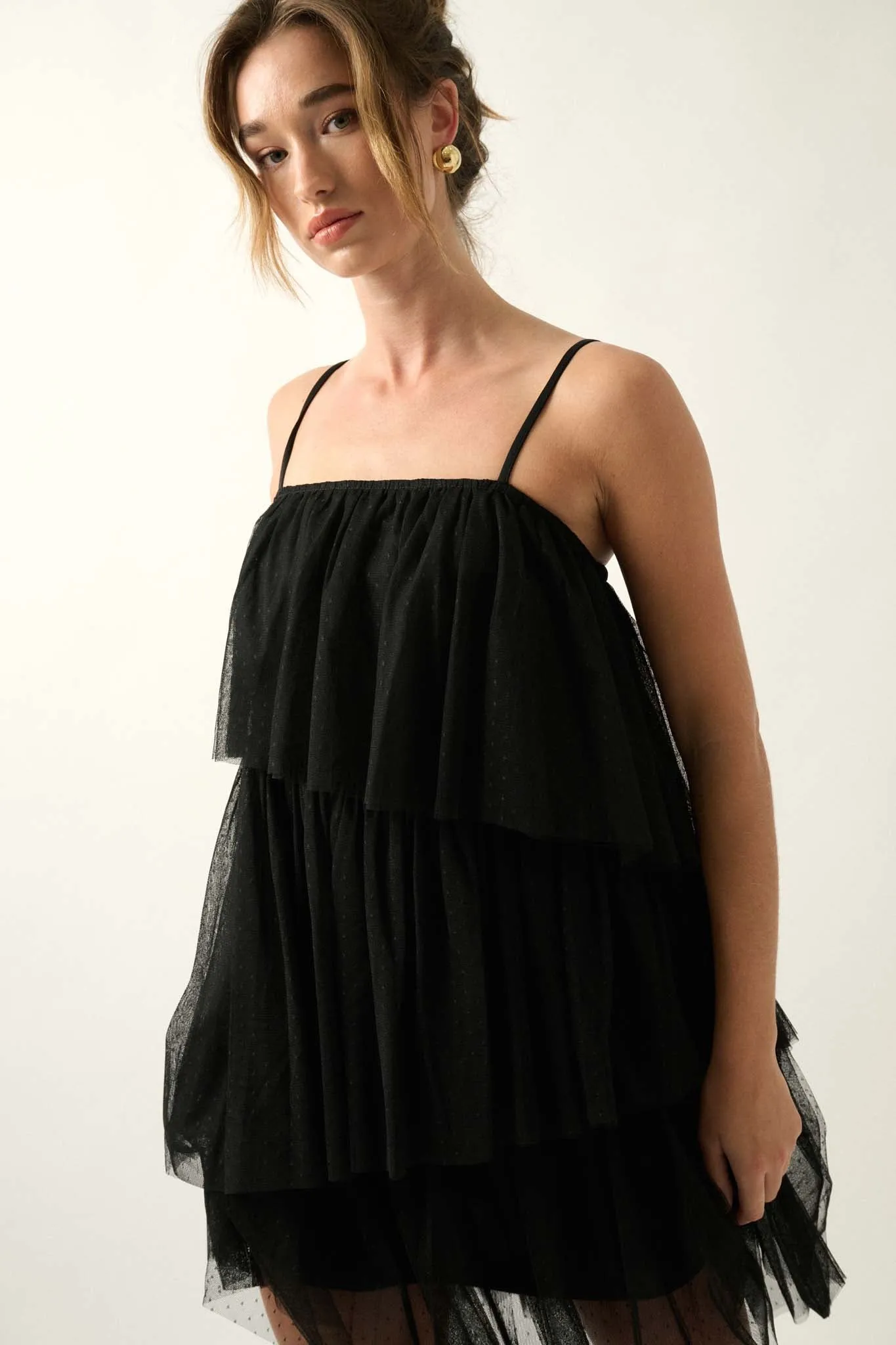 Fancy Frills Asymmetrical Tiered Ruffle Mini Dress