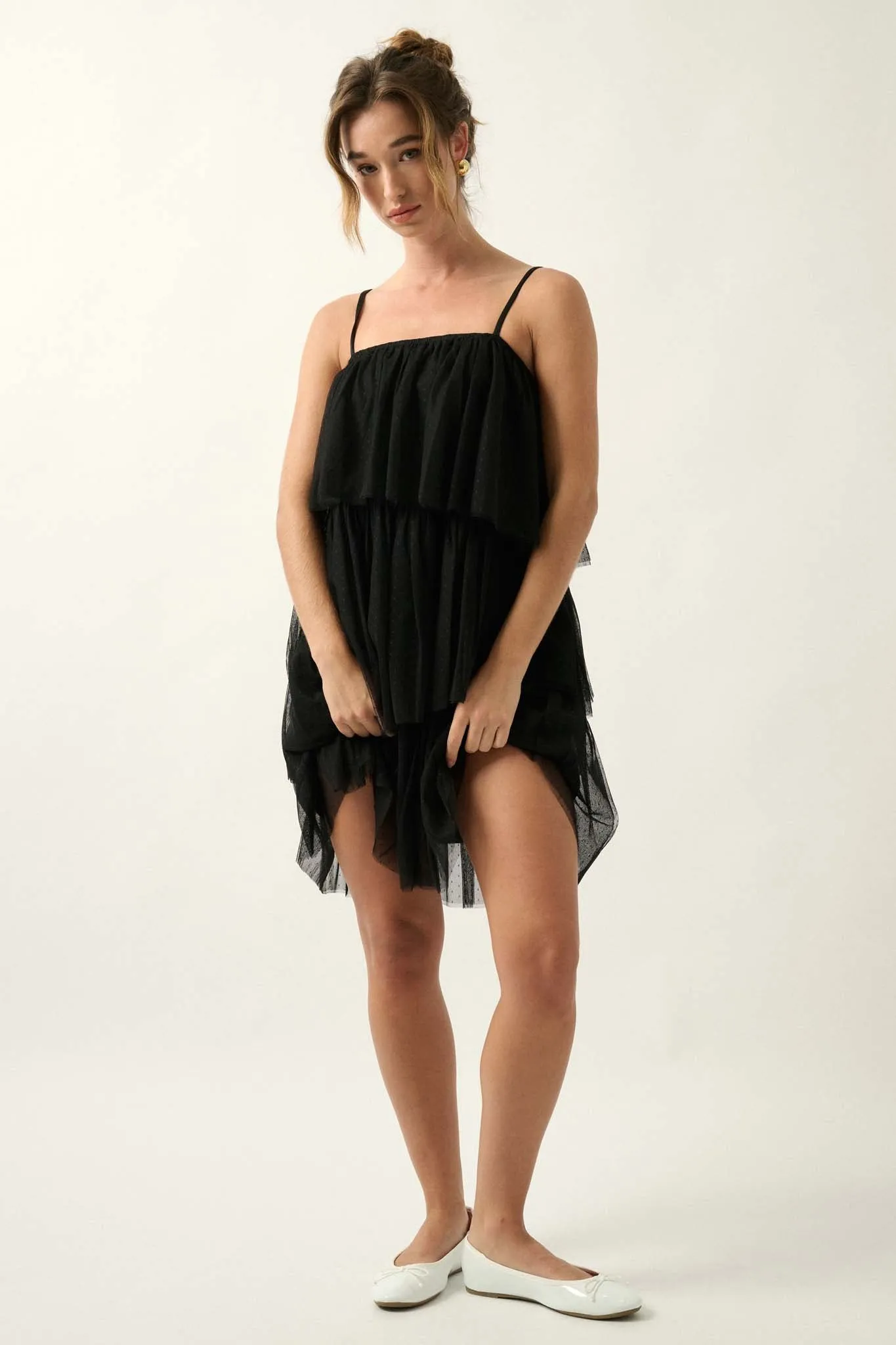 Fancy Frills Asymmetrical Tiered Ruffle Mini Dress