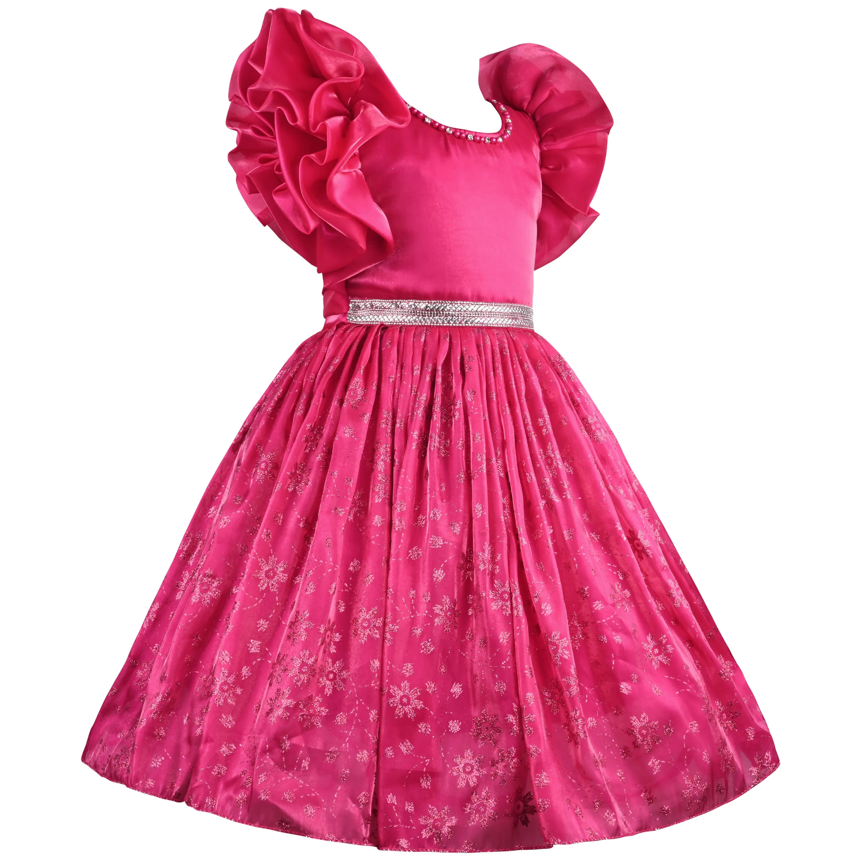 Girls Floral Print Fit and Flare Frock Dress