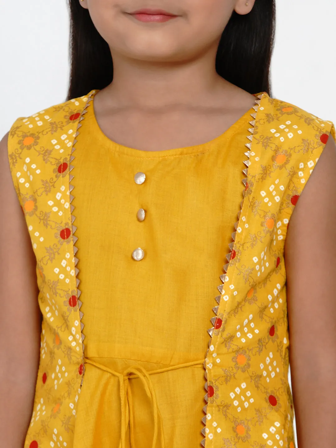 Girl's Yellow Printed A-Line Dress - Bitiya By Bhama