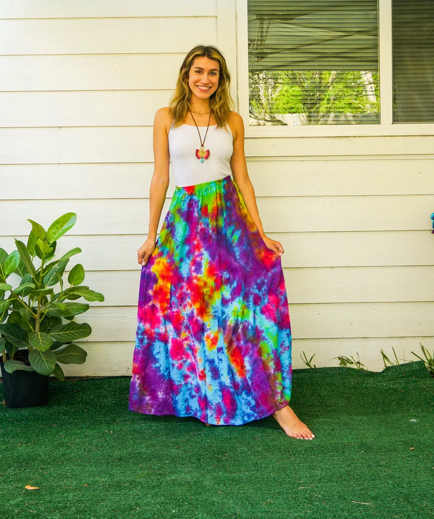 K3426- Hand Dyed Tiered Maxi Hippie Skirt