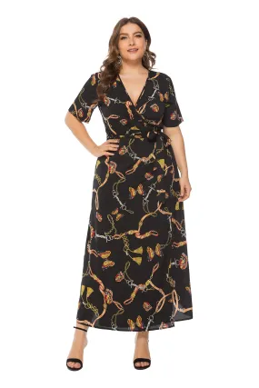 KittenAlarm - Plus Size V-neck Printing Dress