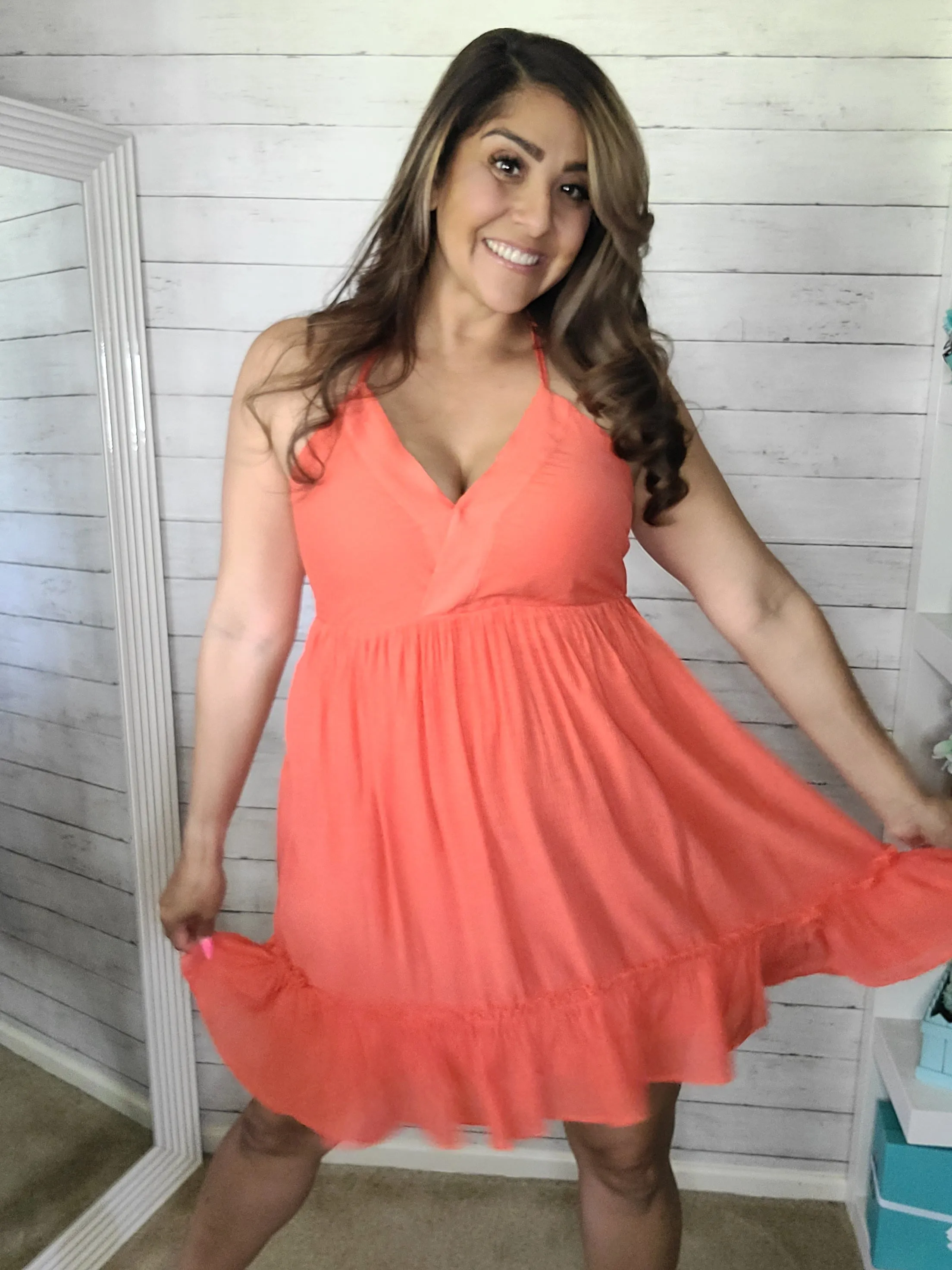 Orange Netting Summer Dress