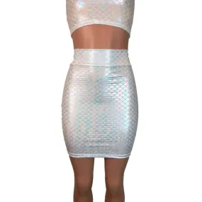 Pencil Skirt - Iridescent White Mermaid Scale